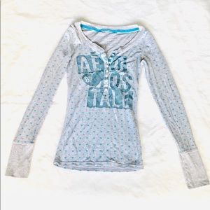 Grey & Turquoise Pyjama Top with Heart Prints